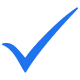 Blue checkmark on black background.